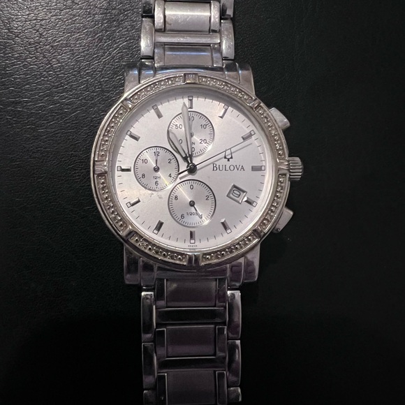 Bulova Other - Men’s Bulova Stainless Steel Diamond Bezel Chronograph Watch